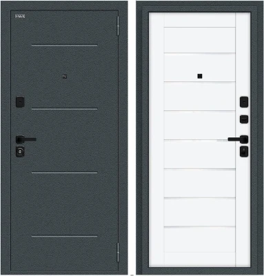 Дверь Браво Техно/SBlack Старк антрацит/White Silk