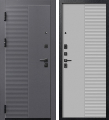 Дверь V-18 Черный муар + Кашемир графит - Кашемир сильвер